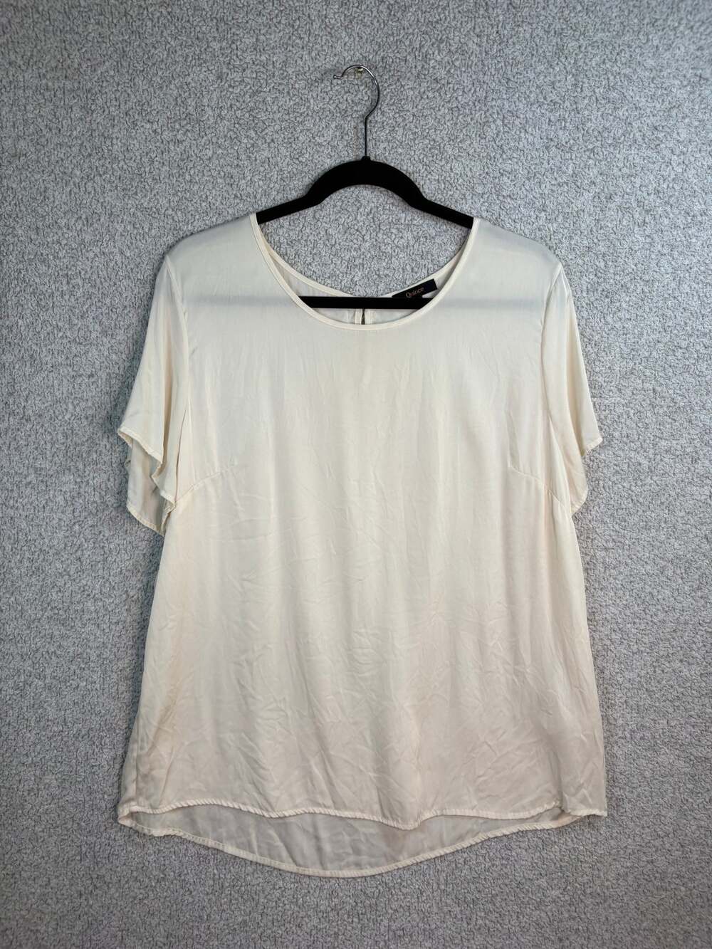 Quince XL 90% Silk Blouse Ivory Flutter Sleeve Quiet Luxury Minimalist